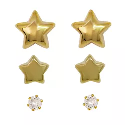 Brinco Trio 2 Estrelas e Ponto De Luz By Kumbayá J... - Kumbayá Joias