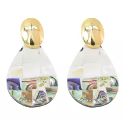Brinco Base Oval e Gota De Abalone Com Madrepérola... - Kumbayá Joias