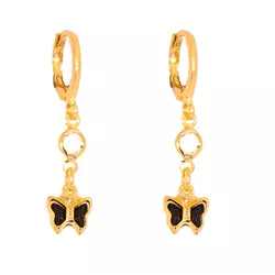 Brinco Argola com Pingente Borboleta de Zirconia P... - Kumbayá Joias
