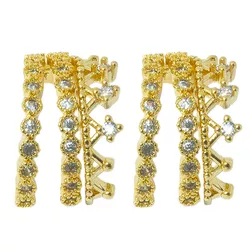 Brinco Meia Argola Estilo Coroa Com Zircônias By K... - Kumbayá Joias