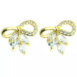 Brinco Laço Com Zircônias e Ramo De Flor By Kumbay... - Kumbayá Joias
