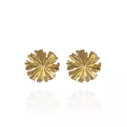 Brinco Orgânico Flor Banho de Ouro 18K - JBR193900 - Kumbayá Joias
