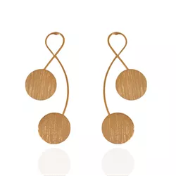 Brinco Fio com Círculos Foscos Banho de Ouro 18K -... - Kumbayá Joias