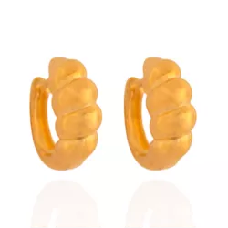 Brinco Argola Croissant Banho de Ouro 18K - JBR195... - Kumbayá Joias