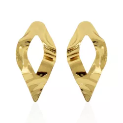 Brinco Losango Orgânico Banho de Ouro 18K - JBR197... - Kumbayá Joias