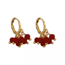 Brinco Argola Click Tripla 6 Cristal Vermelho Banh... - Kumbayá Joias