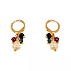 Brinco Argola Click Cacho Pedra Natural Jade, Rube... - Kumbayá Joias