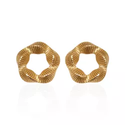 Brinco Redondo Torcido Texturizado Banho de Ouro 18K