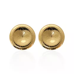 Brinco Chapa Redonda Desenhada Banho de Ouro 18K -... - Kumbayá Joias