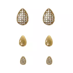 Brinco Trio Gotas com Zircônias Banho de Ouro 18K