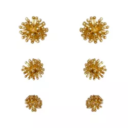 Brinco Trio Dente de Leão Banho de Ouro 18K - JBR1... - Kumbayá Joias