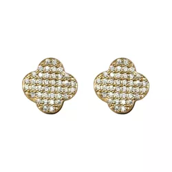 Brinco Argola Trevo Cravejado Banho de Ouro 18K - ... - Kumbayá Joias