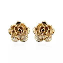 Brinco Rosa com Zircônias Banho de Ouro 18K - JBR2... - Kumbayá Joias