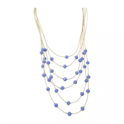 Colar Biojoia 6 Fios De Buriti Com Cristal Azul Cl... - Kumbayá Joias