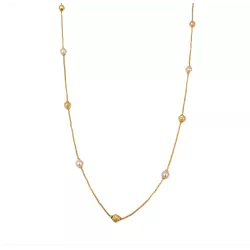 Colar Esferas Douradas e Pérolas Banho de Ouro 18K... - Kumbayá Joias