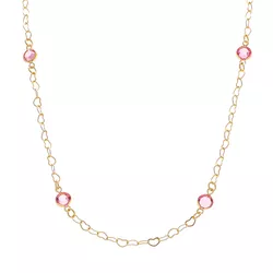 Colar Corrente Coração e Ponto Zirconia Rosa By Ku... - Kumbayá Joias