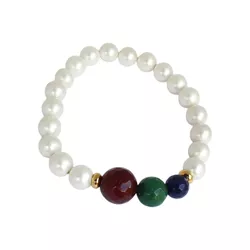 Pulseira Pérolas Shell E Pedras Naturais Jade Safi... - Kumbayá Joias