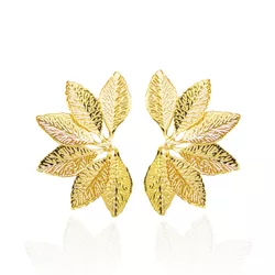 Brinco Folhas Douradas Banho de Ouro 18K