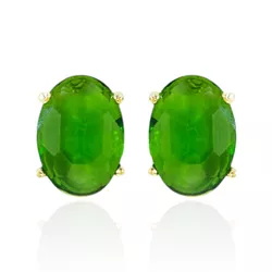 Brinco Oval Zircônia Verde Banho de Ouro 18K - JBR... - Kumbayá Joias