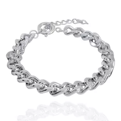 Pulseira Elo Groumet Pequeno Metal Prateado 