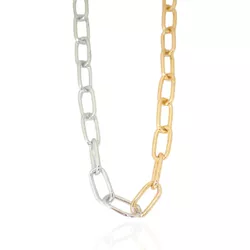 Colar Elo Cartier Oval Metal Dourado e Prateado -... - Kumbayá Joias