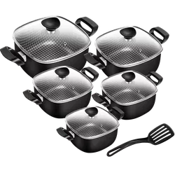 Conjunto de Caçarolas Quadrado Preto - 78982753716... - Patolux