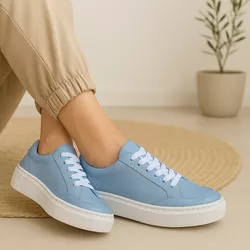 Tênis Casual Couro Premium Fly Azul Bebê 2024 - 211 - USE PDK SHOES