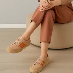 Tênis Casual Couro Premium Paris Camomila/Coton Laranja 2042 - 280 - USE PDK SHOES