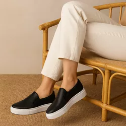 Tênis Slip On Couro Premium Fly Preto 1200 - 205 - USE PDK SHOES
