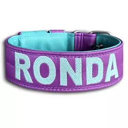 COLEIRA PERSONALIZADA 5cm roxa/azul tiffany com no... - PETSPACE