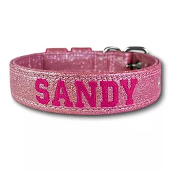 COLEIRA BABY PERSONALIZADA 3cm glitter rosa com no... - PETSPACE