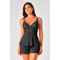 Bady Doll Ritati em Liganete e Renda Preto - 00517... - RITATI LINGERIE