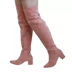 Bota Over The Knee Lirom Cano Longo Camurça Rose -... - CALÇADOS LIROM