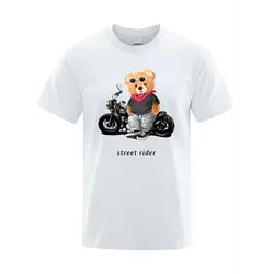 Camiseta Estampada Frente Urso Motoqueiro Street R... - Atacado Leandrinho