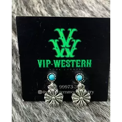 Brinco Flor detalhe Azul - b33 - VIP WESTERN