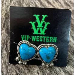 Brinco Coração Turquesa - B13 - VIP WESTERN