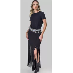 Vestido Franjas Preto Miss Country - 3166preto - VIP WESTERN