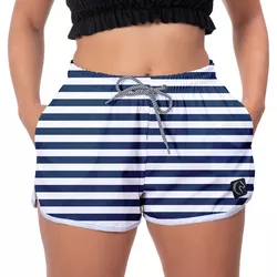 Short Feminino Linhas Azuis Moda Praia ou Academia... - W2 STORE