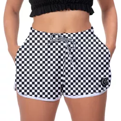 Short Feminino Xadrez Preto e Branco Moda Praia ou... - W2 STORE