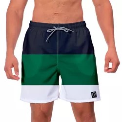 Short Masculino Listrado Verde, Preto e Branco Mod... - W2 STORE