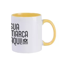 Caneca de Cerâmica Branca Com Interior e Alça Colo... - Zoz Personalizados