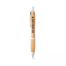 Caneta Esferográfica em Bambu com Clipe Personaliz... - Zoz Personalizados