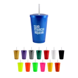 Copo Cancun 320 ml com Tampa e Canudo Personalizad... - Zoz Personalizados
