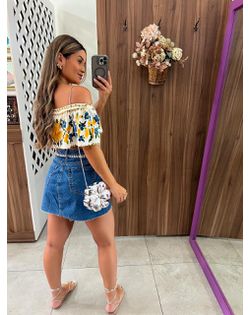 Saia Jeans Médio Barra a Fio Alcance - 514659 - Closet