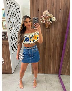 Saia Jeans Médio Barra a Fio Alcance - 514659 - Closet