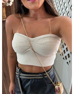 Cropped Tricot Bege - 8741 - Closet