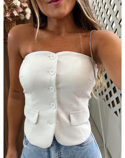 Cropped Courino Corset Branco - 28728 - Closet