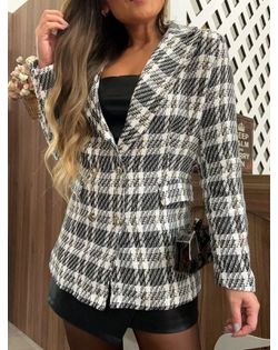 Blazer Tweed Xadrez P&B - 05585 - Closet