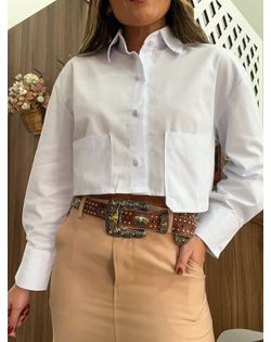 Camisa Cropped Branca Bolsos - 25288 - Closet