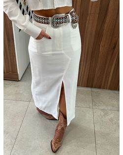 Saia Midi Branca Ana - 2288000 - Closet